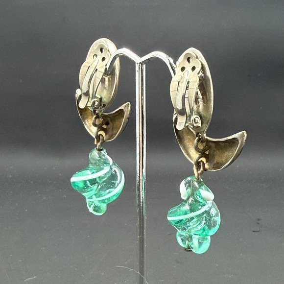 Vintage Sterling Silver 2.5" Modernist Clip-On Earrings – Signed Artisan - Picture 6 of 9